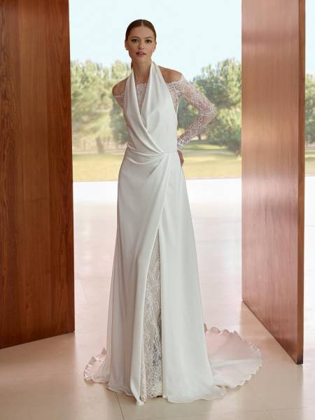 robe de mariée deux en un avec manches et dentelle Marseille